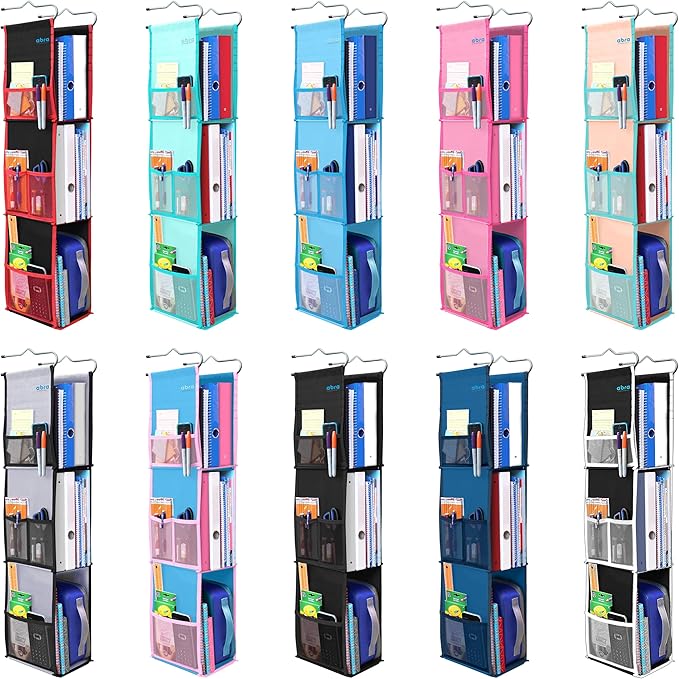 ABRA® 3 Shelf Hanging Locker Organizer for School, Gym, Work, Storage | Deep Shelves 6.5”x 9”| Eco-Friendly Fabric Healthy fo