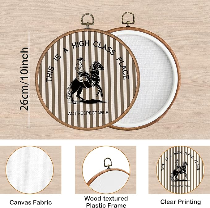 KSDUT Western Cowboy Wall Art Decor - Brown Stripe Preppy Trendy Southwestern Wall Art Canvas Frame Hanging Prints, Foyer Ent