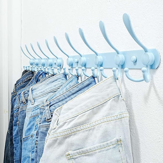 Dseap Coat Rack Wall Mounted - 5 Tri Hooks, Heavy Duty, Stainless Steel, Metal Coat Hook Rail for Coat Hat Towel Purse Robes