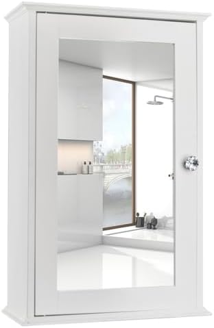 VINGLI Bathroom Wall Cabinet Wall Mount Mirrored Medicine Cabinet with Mirror Storage Organizer with Single Mirror Door and 2