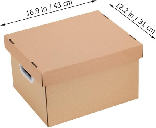 Office Document Storage Box with Lid 30l Kraft Paper File Organizer Case 43x31x24cm Sturdy File Storage Holder for Home and O