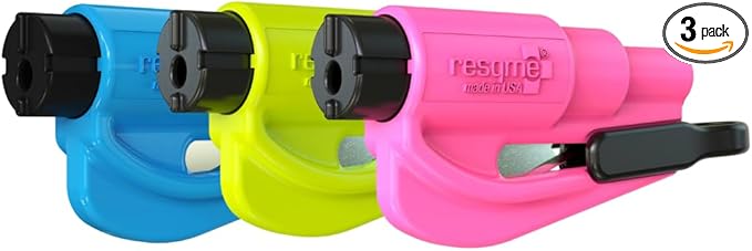 RESQME The Original Emergency Keychain Car Escape Tool, 2-in-1 Seatbelt Cutter and Window Breaker, Made in USA, Family Pack o