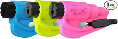 RESQME The Original Emergency Keychain Car Escape Tool, 2-in-1 Seatbelt Cutter and Window Breaker, Made in USA, Family Pack o