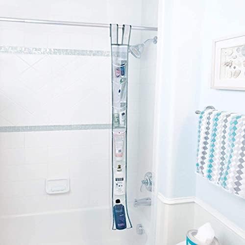 Skywin 7 Pockets Hanging Shower Curtain Liner Caddy 60 x 6 Inches (2 Pack) - 100% Polyester Mesh Shower Caddy Hanging - Showe
