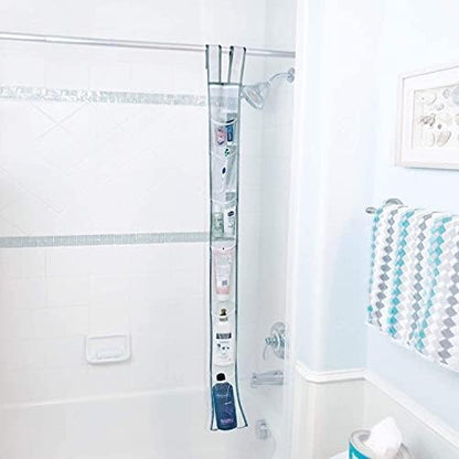 Skywin 7 Pockets Hanging Shower Curtain Liner Caddy 60 x 6 Inches (2 Pack) - 100% Polyester Mesh Shower Caddy Hanging - Showe