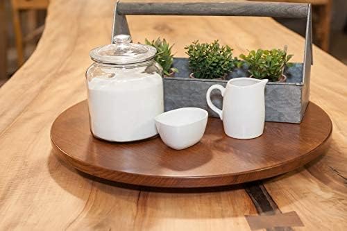 Rustic Red Door Co. Wooden Lazy Susan Turntable - Spinning, Solid Wood Lazy Susan Organizer - Turntable for Table Top/Counter