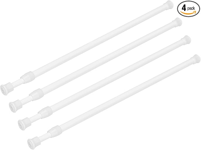 4 Pack Tension Curtain Rod 15.7-28 Inch, Small Short Adjustable Extendable Spring Loaded Rods for Windows Cabinet Blinds Clos