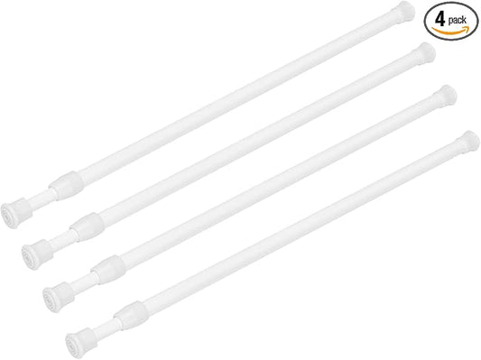 4 Pack Tension Curtain Rod 15.7-28 Inch, Small Short Adjustable Extendable Spring Loaded Rods for Windows Cabinet Blinds Clos