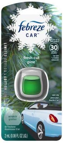 Febreze Car Vent Clip Air Freshener - Limited Edition Holiday Collection - Fresh-Cut Pine - 1 Count Vent Clip Per Package - P