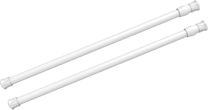 2Pcs Spring Tension Curtain Rod，21-38 Inches Adjustable Expandable Pressure White Curtain Tension Rods For Kitchen, Bathroom,