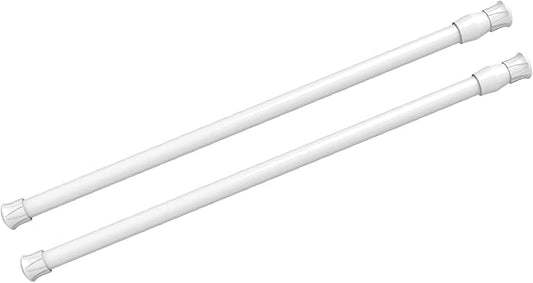 2Pcs Spring Tension Curtain Rod，21-38 Inches Adjustable Expandable Pressure White Curtain Tension Rods For Kitchen, Bathroom,