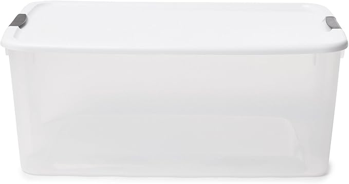 Sterilite 8-Pack Ultra Latching Box, Storage Bins with Lids, Clear Plastic, 116 Quart - Heavy-Duty Organizing Containers for 
