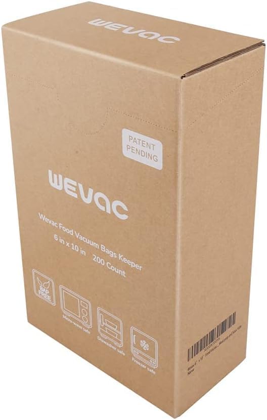 Wevac 6” x 10” 200 Count Food Vacuum Sealer Bags Keeper, PreCut Pint, Ideal for Food Saver, BPA Free, Commercial Grade, Great
