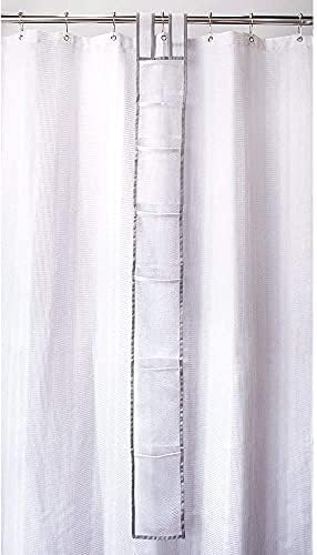 Skywin 7 Pockets Hanging Shower Curtain Liner Caddy 60 x 6 Inches (2 Pack) - 100% Polyester Mesh Shower Caddy Hanging - Showe
