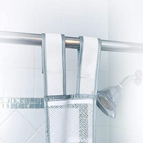 Skywin 7 Pockets Hanging Shower Curtain Liner Caddy 60 x 6 Inches (2 Pack) - 100% Polyester Mesh Shower Caddy Hanging - Showe