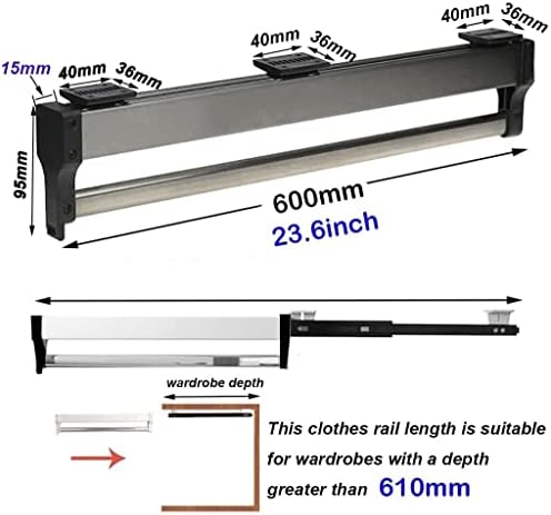 Extendable Steel Clothes Rail, Adjustable 30-80 Cm Wardrobe Rod, Pull-Out Closet Organizer for Trousers, Coats & Garments, Sp