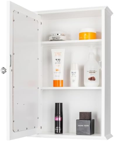 VINGLI Bathroom Wall Cabinet Wall Mount Mirrored Medicine Cabinet with Mirror Storage Organizer with Single Mirror Door and 2