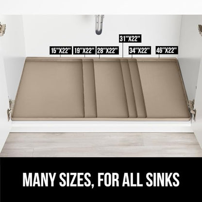 GORILLA GRIP Waterproof Silicone Under Sink Mat with Raised Lip for Kitchen and Bathroom, Cabinet Shelf Liner Stay in Place M