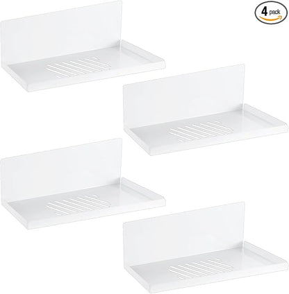 Therwen 4 Pack Magnetic Pegboard Shelves Wall Organizer Metal Pegboard Shelf Steel Tray Accessories Organizing Tools for Craf
