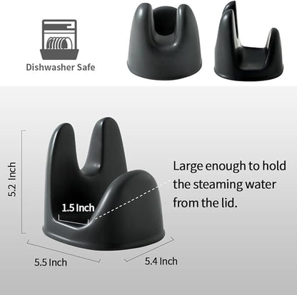 Nihow Pot Lid Holder: Stable Ceramic Pan Lid Holder for Kitchen Counter Decor/Counter top/Stove Top- Heat Resistant & Dishwasher Safe - Matte Black (1 PC)