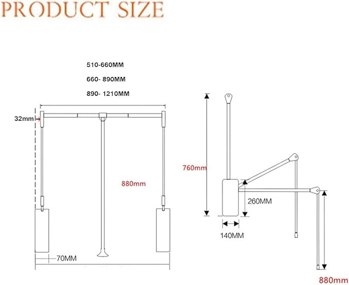 Pull Out Clothes Rail Extendable Pull Out Closet Rod - Stainless Steel Wardrobe Rail Tube, Pull-Down Clothes Organizer with S