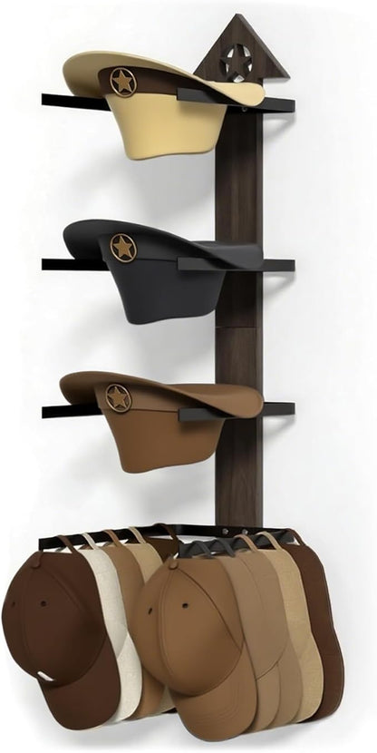 Cowboy Hat Rack -Cowboy hat holder for wall With Heavy- Organize and Display Your Hats with Ease, Wall Mounted Hat Hanger Wes