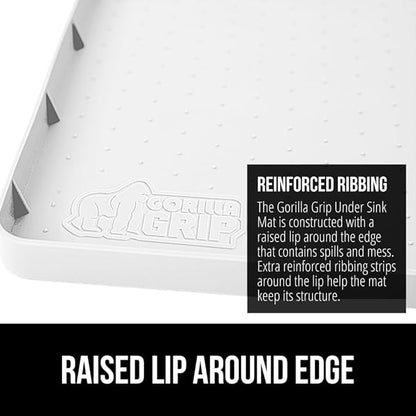 GORILLA GRIP Waterproof Silicone Under Sink Mat with Raised Lip for Kitchen and Bathroom, 34 x 22 in, Cabinet Shelf Liner Sta