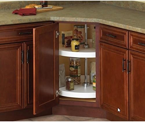 Knape & Vogt Plastic Lazy Susan Organizer, 2-Tier Lazy Susan for Cabinet, Full-Round 20-Inch Polymer Spice Turntable, White