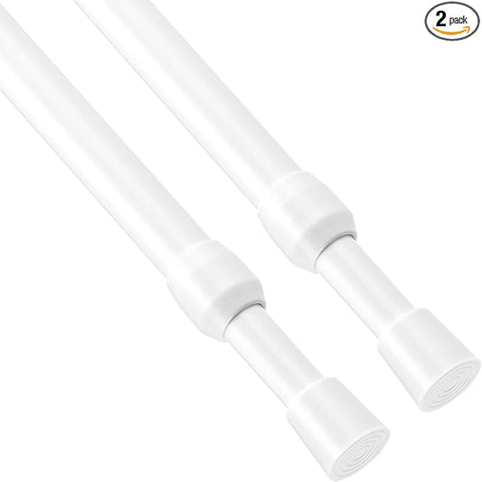 Goowin Tension Curtain Rod 22 to 36 Inch, 5/8" No Drilling Small Spring Rod, Expandable for Closet, Windows, Cupboard, 2 Pack