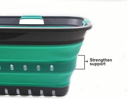 SAMMART 42L (11 gallon) Collapsible Plastic Laundry Basket - Foldable Pop Up Storage Container/Organizer - Space Saving Hampe