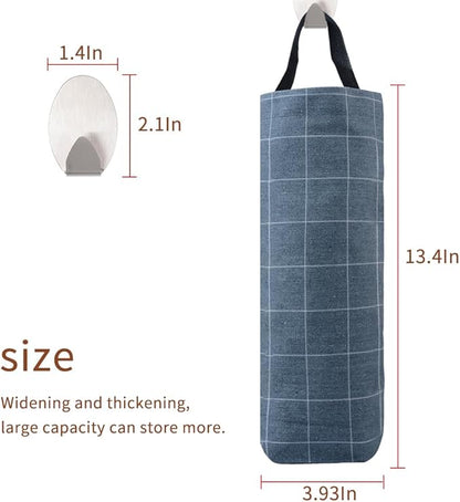 Plastic Bag Holder Sulimy Dispensers Folding Garbage Bags 3pcs Hanging Storage Bag Cotton Linen Fabric Trash bags Holder Organizer Recycling Grocery Pocket Containers with 3 Hooks (Multicolor 2)