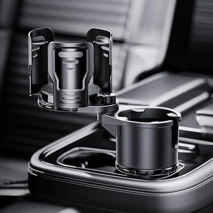 Upgrade Dual Cup Holder Expander, 2 in 1 Multifunction Cup Holder for Car with Lock, 360° Rotating Car Cup Drink Holder with 