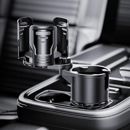 Upgrade Dual Cup Holder Expander, 2 in 1 Multifunction Cup Holder for Car with Lock, 360° Rotating Car Cup Drink Holder with 