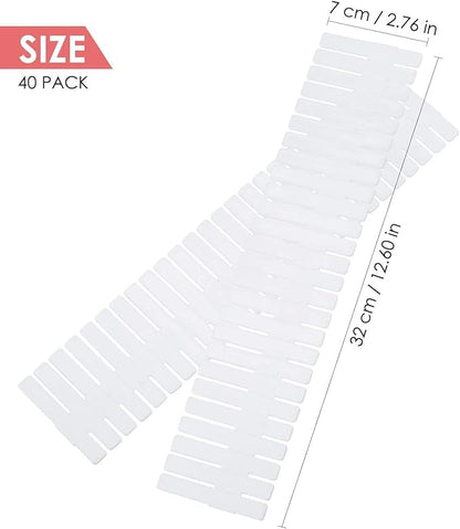40Pcs Drawer Dividers, Adjustable Drawer Organizer for Socks, Underwear, Makeup, Can Help Tidy Kitchen, Bedroom, Dresser Whit