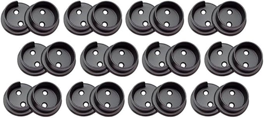 QCAA Heavy Duty Solid Metal Pole Socket Set, 1-3/8'', Matte Black, 12 Pairs, Made in Taiwan