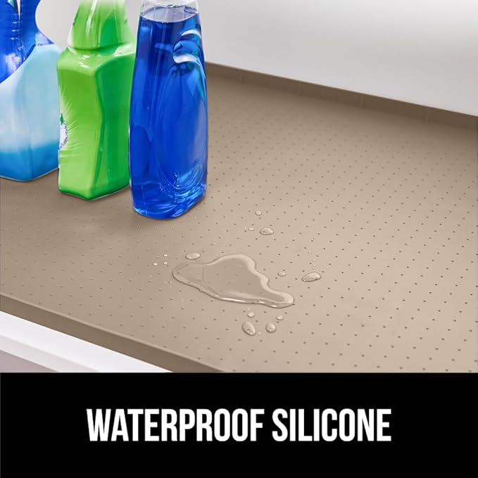 GORILLA GRIP Waterproof Silicone Under Sink Mat with Raised Lip for Kitchen and Bathroom, Cabinet Shelf Liner Stay in Place M