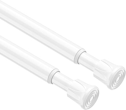 2 Pack Spring Tension Rods 27-38 Inches,5/8" Diameter White Spring Load Adjustable Expandable,Small Short Tension Curtain Rod