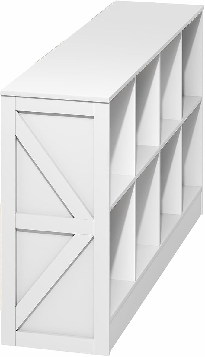 Furinno Jensen Book Shelf, 8-Cube Farmhouse Bookshelf, Display Bookcase, 11.8 x 47.6 x 26.8, for Living Room, Bedroom, Home O
