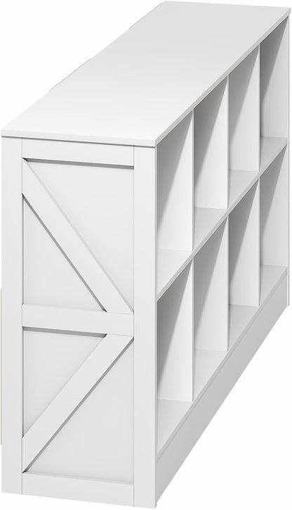 Furinno Jensen Book Shelf, 8-Cube Farmhouse Bookshelf, Display Bookcase, 11.8 x 47.6 x 26.8, for Living Room, Bedroom, Home O