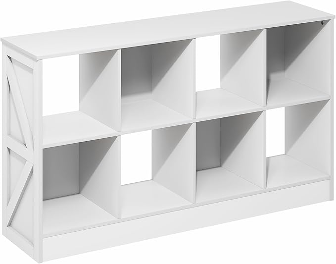 Furinno Jensen Book Shelf, 8-Cube Farmhouse Bookshelf, Display Bookcase, 11.8 x 47.6 x 26.8, for Living Room, Bedroom, Home O