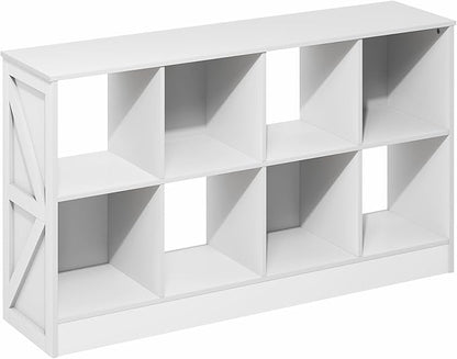 Furinno Jensen Book Shelf, 8-Cube Farmhouse Bookshelf, Display Bookcase, 11.8 x 47.6 x 26.8, for Living Room, Bedroom, Home O
