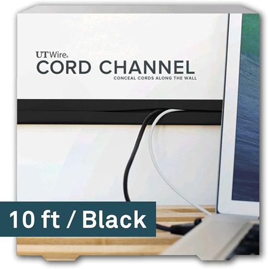 UT Wire - 10 Foot Flexible Cord Channel - (Black)