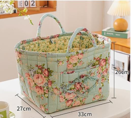 Boho Fabric Storage Basket, Large Capacity Laundry Basket, 12.2'' x 10.23'' x 10.23'' Collapsible Laundry Hamper with Easy Ca