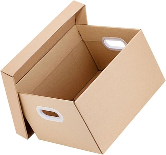 Cabilock Document File Storage Box with Lid 30l 43x31x24cm Kraft Paper Office File Organizer Portable Document Case Home and 