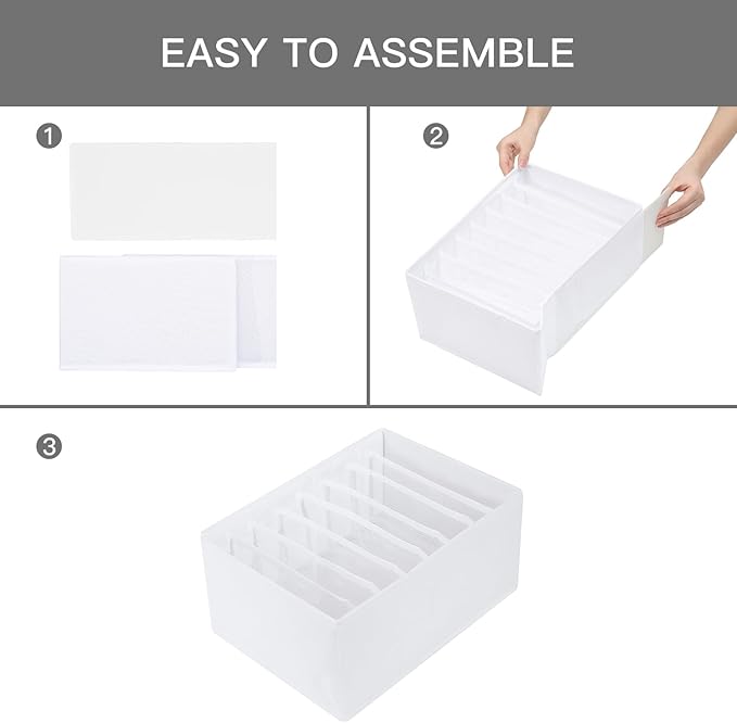 Qozary 4 Pack Drawer Organizers for Clothing, 8 Grids Foldable Closet Organizers and Storage Bins for Bedroom, Dresser Organi