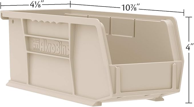 Akro-Mils 30224 AkroBins Plastic Storage Bins, Space-Saving Stackable Bins for Garage, Pantry, Craft Organization, 11" L x 4"
