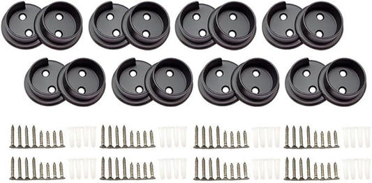 QCAA Heavy Duty Solid Metal Pole Socket Set, 1-3/8'', Matte Black, 8 Pairs, Made in Taiwan