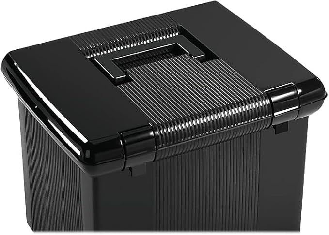 Pendaflex Portable File Box, Black, 11"H x 14" W x 11-1/8" D (41742)
