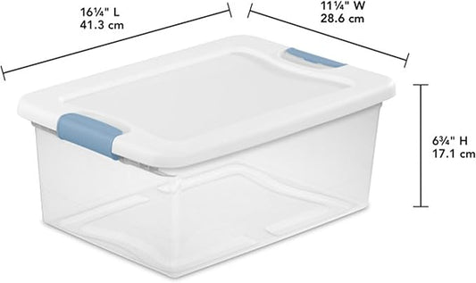 Sterilite 48-Pack Latching Box, Under Bed Storage Bins with Lids, Clear Plastic, 15 Quart - Heavy-Duty Organizing Containers 