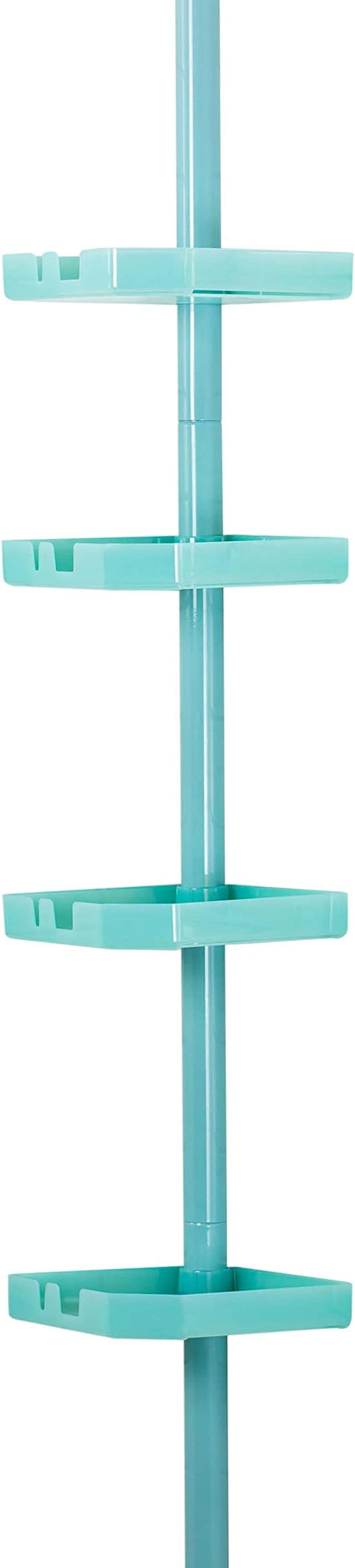 Bath Bliss 4 Tier Tensions Corner Shower Caddy | Shelves | Adjustable 48“-101” | Bathroom Organizer | Bathtub and Shower Stal